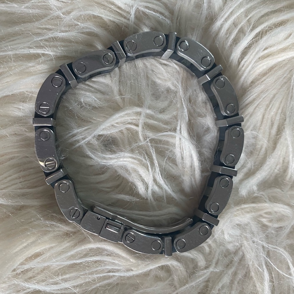 Men's Bracelet Stainless Steel & Rubber 8.5" Length